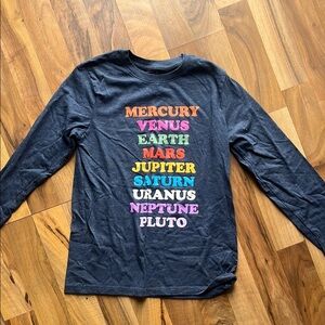 Gray Long Sleeve Planet Graphic Tee